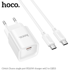 Bộ sạc nhanh 20W nhỏ gọn HOCO C146A cáp Type C ra Type C (EU) chính hãng [BH 1 NĂM]