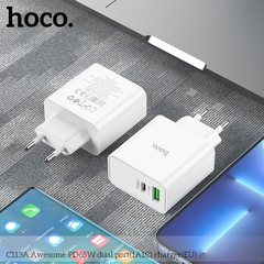 Cóc sạc nhanh 65W HOCO C113A (1 cổng usb, 1 cổng type-c) Chính Hãng  [BH 1 NĂM]