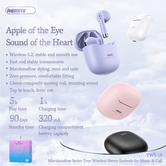 Tai nghe bluetooth REMAX TWS-19 true wireless kiểu dáng airpods có đế sạc chính hãng [BH 1 năm]