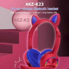 Tai nghe bluetooth gaming AKZ-K23 có micro cần dài âm thanh HIFI âm bass mạnh mẽ bluetooth 5.0 headphone tai mèo [BH 3 tháng] / pktn sale