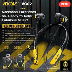 Tai nghe bluetooth choàng cổ WEKOME VC02 có nút cao su chống ồn chính hãng [BH: 3 tháng]