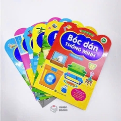 Combo 6 quyển tập bóc dán thông minh 6 chủ đề cho bé vừa chơi vừa học song ngữ