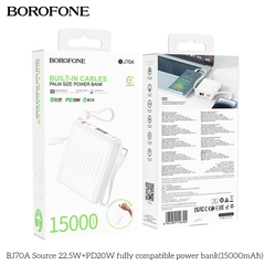 Pin sạc nhanh 22.5w+PD20W BOROFONE BJ70A 15.000mAh sạc dự phòng kèm cáp liền pin chui Type C + chui iPhone có màn hình LED chính hãng [BH 1 năm]