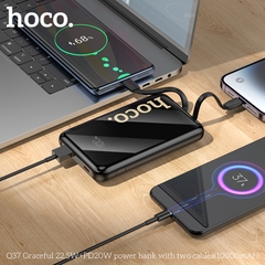 Pin sạc nhanh 22.5w+PD20W HOCO Q37 Graceful 10.000mAh sạc dự phòng kèm cáp liền pin chui Type C + chui iPhone có màn hình LED chính hãng [BH 1 năm]