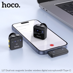 Mic thu âm không dây từ tính HOCO L17 Dual Mic (iP/Type-C) cài áo chính hãng [BH 1 năm]