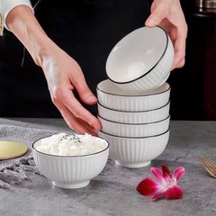 Chén loe 8 họa tiết vân nổi chống trượt size 12cm (chén trắng viền đen) siêu sang