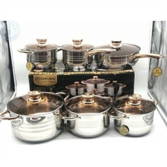 Nồi 6 món 12 chi tiết 5 lớp phù hợp mọi loại bếp, nắp vun bằng kính nguyên bộ