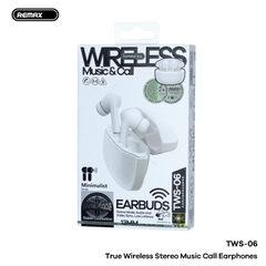 Tai nghe bluetooth REMAX TWS-06 mẫu airpods bluetooth v5.4 pin 35/250mAh chính hãng