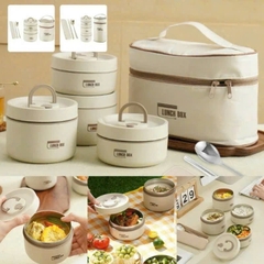 Hộp đựng cơm inox 4 tầng LucKy/ Lunch Box Bag giữ nhiệt [BH: NONE]