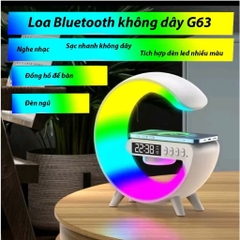 Loa bluetooth kiểu dáng chữ G cầu vồng G63 có đồng hồ,  tích hợp sạc không dây,  led siêu đẹp [BH: 1 tuần]