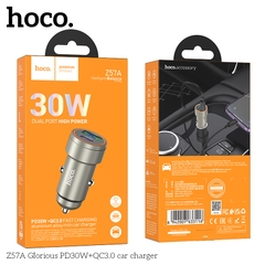 Cóc sạc nhanh xe hơi 30w HOCO Z57A (1 cổng USB, 1 cổng Type-c) chính hãng [BH 1 năm]