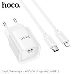Bộ sạc nhanh 20W HOCO C146A (c-l) Type-C ra iPhone Lightning chính hãng [BH 1 NĂM]