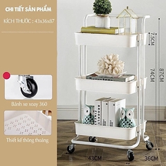 Kệ để đồ 3 tầng NY có bánh xe tay cầm đẩy di chuyển đa năng bỉm sữa [BH: NONE]