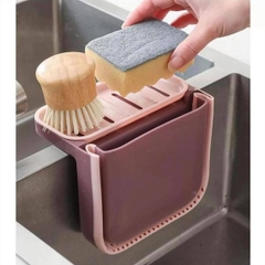 Thùng lọc rác gắn bồn rửa bát gấp gọn kèm khay để giẻ lau 2in1 - Rổ lọc rác gắn bồn rửa chén bỏ thức ăn thừa đa năng có lỗ thoát nước / pktn sale