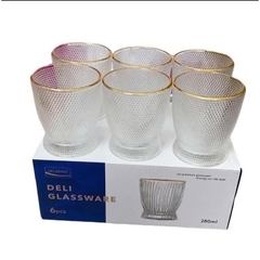 Hộp 6 ly thủy tinh viền vàng DLGW162 thể tích 280ml [BH: NONE]