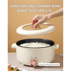 Nồi điện đa năng chiên, xào, hấp luộc 3.5L 2 quai cầm tiện lợi [BH: 1 TUẦN]