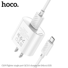 Bộ sạc nhanh 18w HOCO C109 (cáp usb ra micro samsung) QC3.0 chính hãng [BH 1 năm]