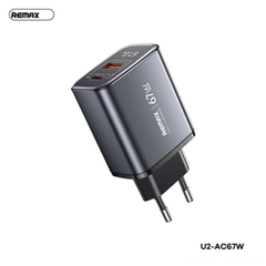 Cóc sạc nhanh 67W REMAX U2-AC67W CN 2 cổng (1 cổng Type PD 67W + 1 cổng USB QC3.0 30W) màn hình kỹ thuật số chính hãng [BH: 1 năm]