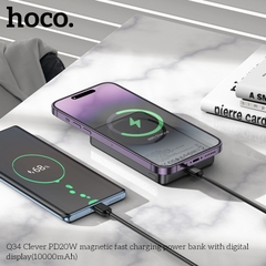 Pin sạc nhanh 20w + sạc không dây từ tính 15w HOCO Q34 10.000mAh sạc dự phòng có màn hình LED chính hãng [BH 1 năm]