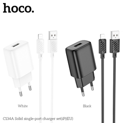 Bộ sạc 12w HOCO C134A cáp USB ra iPhone Lighting (EU) chính hãng [BH 1 Năm]