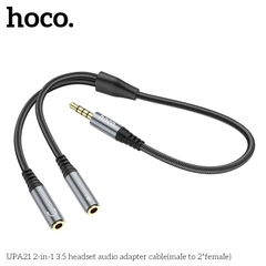 Cáp chuyển âm thanh HOCO UPA21 (1 đực thành 2 cái) đầu 3.5mm chính hãng [BH 1 năm]