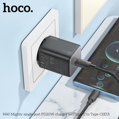 Bộ sạc nhanh 20w HOCO N40 (c-c) cáp 2 đầu type-c chính hãng (cóc 1 cổng type-c) [Bh 1 năm] / pktn sale