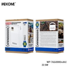 Pin sạc nhanh 22.5w Wekome WP-76 60.000mAh dự phòng QC3.0+PD 22.5W chính hãng [BH 1 Năm]
