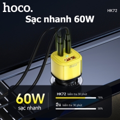 Cóc sạc nhanh xe hơi 60w HOCO HK72 (1 cổng USB, 2 cổng Type C) chính hãng [BH 1 năm]