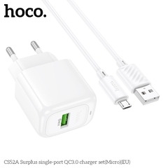 Bộ sạc nhanh 18W HOCO CS52A cáp USB ra Samsung Micro (EU) chính hãng [BH 1 Năm]