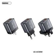 Cóc sạc nhanh 35W REMAX U2-AC35W CN 2 cổng (1 cổng Type PD 35W + 1 cổng USB QC3.0 30W) màn hình kỹ thuật số chính hãng [BH: 1 năm]