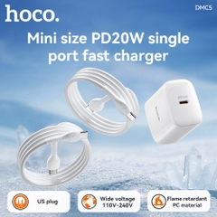 Bộ sạc nhanh 20W HOCO DMC5 cáp Type C ra iPhone Lighting chính hãng [BH 1 năm]