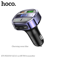 Tẩu Sạc ôtô Hoco E70 PD30W + QC3.0 Bluetooth V5.0, USB, Đài Fm, Có LCD chính hãng [ BH 1 NĂM]