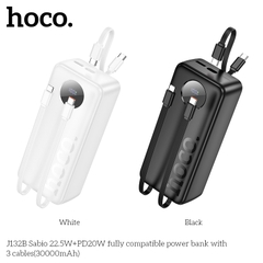 Pin sạc nhanh 22.5w HOCO J132B 30.000mAh dự phòng kèm 3 cáp liền pin có led chính hãng [BH 1 Năm]