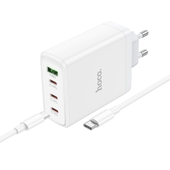 Bộ sạc nhanh 100W Hoco N31 (EU)  (cóc sạc 4 cổng gồm 1 cổng Usb A + 3 cổng Type C; cáp 2 đầu Type C, c-c)), sạc được Laptop chính hãng [BH: 1 NĂM]