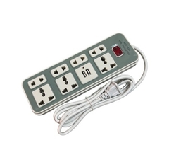 Ổ cắm điện đa năng NO.1524 2 cổng usb + 4 ổ 2 chấu + 3 ổ 3 chấu (295cm)- ổ cắm xám [BH 1 tuần] [BH 1 tuần]