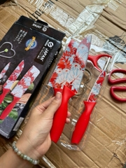 Bộ dao Japan Sk5 5 món họa tiết Hoa lá đỏ trắng sang trọng [BH: NONE]