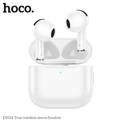 Tai nghe bluetooth V5.3 True Wireless Hoco EW64, 2 tai có doc sạc, không có nút cao su kiểu dáng pro3 [BH: 1 NĂM]