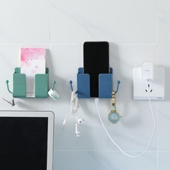 Giá đỡ điện thoại / remote dán tường Q2 CÓ MÓC TREO CHÌA KHÓA 2 BÊN siêu xinh đa năng