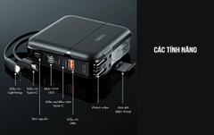 Pin sạc nhanh 22.5w Remax RPP-20 15.000mAh dự phòng kèm cáp liền pin ghim sạc ổ điện chính hãng [BH 1 năm]