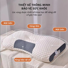 1 Cái Gối SPA hỗ trợ giấc ngủ sợi bông thiên nhiên TRẮNG XÁM, vỏ gối dệt kim siêu êm, đàn hồi, bề mặt kháng khuẩn [BH: NONE]