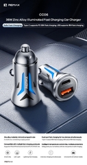 Tẩu sạc nhanh REMAX CC06 tẩu sạc xe hơi ô tô sạc nhanh 36w tẩu 2 cổng 1 cổng sạc USB 1 cổng sạc Type C kèm bluetooth siêu tiện lợi