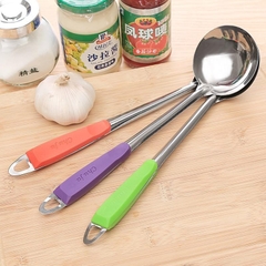 Vá thìa muỗng múc canh inox cán nhựa ChuJu 28x7.5cm / pktn sale