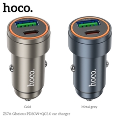 Cóc sạc nhanh xe hơi 30w HOCO Z57A (1 cổng USB, 1 cổng Type-c) chính hãng [BH 1 năm]