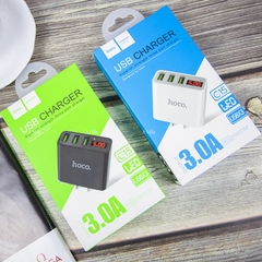 Cóc sạc nhanh HOCO C15 3.0A 3 CỔNG USB có màn hình LCD hiển thị điện áp chính hãng [BH 1 năm]