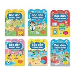 Combo 6 quyển tập bóc dán thông minh 6 chủ đề cho bé vừa chơi vừa học song ngữ