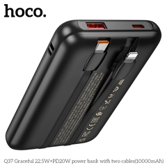 Pin sạc nhanh 22.5w+PD20W HOCO Q37 Graceful 10.000mAh sạc dự phòng kèm cáp liền pin chui Type C + chui iPhone có màn hình LED chính hãng [BH 1 năm]
