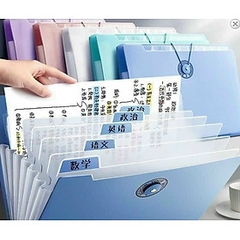 Bìa đựng hồ sơ, tài liệu giấy A4 NÚT BẤM 12 ngăn kèm sticker có dây gài Size 34 X 26CM- MÀU VỀ TÙY LÔ- a407 [BH: NONE]