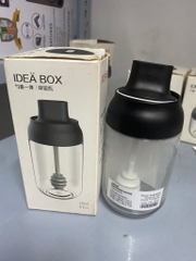 1 Hủ Thuỷ tinh dài 250ml ideabox kèm muỗng kiêm nắp đậy đựng mật ong, dầu ăn