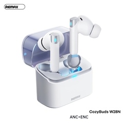 Tai nghe bluetooth REMAX Cozybuds W28N kiểu dáng Airpods True Wireless V5.4 30mAh/350mAh ANC+ENC chính hãng [BH: 1 Năm]