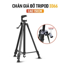 Giá đỡ kẹp điện thoại Tripod 3366 (1.5m) Chân máy chụp ảnh cao 1.5m loại 1 [BH 1 tuần]